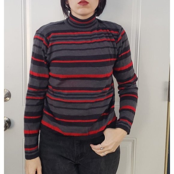 Pendleton Merino Wool Black, Red, and Gray Turtleneck - Picture 1 of 4